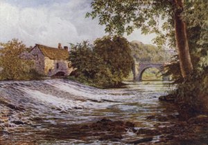 Baslowのダーウェント川にて（カラーリトグラフ 作： William Biscombe Gardner