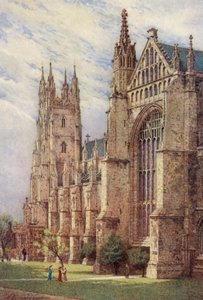 カンタベリー大聖堂南西翼廊と聖ジョージ塔（カラーリトグラフ） 作： William Biscombe Gardner