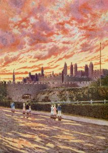 嵐の日の終わり、ディール城（カラーリトグラフ） 作： William Biscombe Gardner