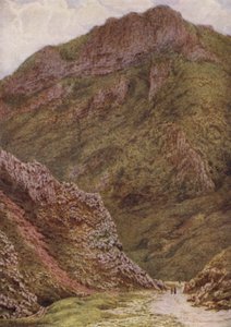 キャッスルトンとエデールの間にあるウィナッツのライオン・ロック（カラーリトグラフ 作： William Biscombe Gardner