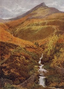 The Nab and Golden Clough from Grindslow Dell, Edale (Color litho)