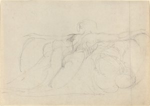 後ろから見た男、雲の上に昇る 作： William Blake