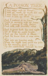 「ポイズンツリー」、「Songs of Experience」のプレート40、1794年（水彩でカラープリントされたレリーフエッチング） 作： William Blake