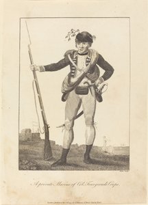 1793年、フォージョード大佐の軍団の海兵隊員二等兵。 作： William Blake