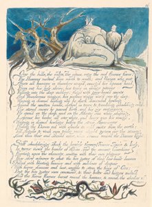 アメリカ。予言、プレート18、丘を越えて.... 作： William Blake
