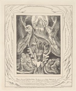 ヨブ記、プレート16、サタンの堕落 作： William Blake