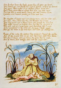 「しかし、卑劣な人を愛している彼」、1789年「The Book of Thel」のプレート7（紙にペンとトイレで手描きのレリーフエッチング） 作： William Blake