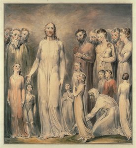 キリストが血の病の女を癒した...（水彩画） 作： ウィリアム・ブレイク