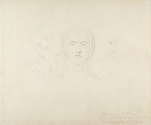 女性の5つの先見の明のあるヘッド、1820年頃（紙に黒鉛） 作： William Blake
