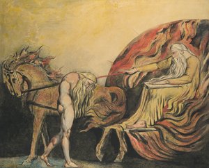 アダムを裁く神、1795年頃。 作： William Blake