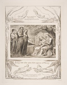 1825-26年の職業書「挿絵」から、慈善を受け入れる職業。 作： William Blake