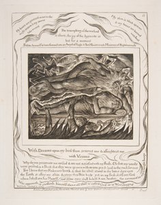 Jobs Evil Dreams、from the Illustration of the Book of Job、1825-26。 作： William Blake