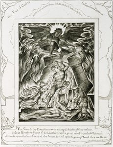 サタンに圧倒されたヨブの息子たちと娘たち 作： William Blake