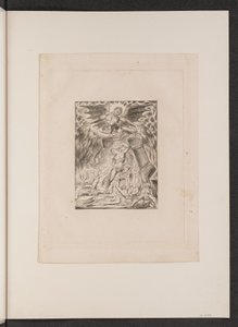 サタンに圧倒されたヨブの息子・娘たち」（1825年 作： William Blake