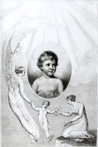 子供の頃のメアリーウォルストーンクラフトシェリー（1797-1851）、ロバートハートレイクロメック（1770-1812）1805によって彫刻 作： William Blake