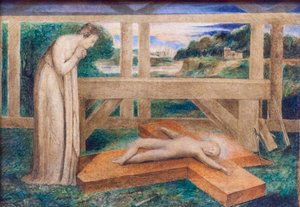 Nossa Senhora adorando o Menino Jesus adormecido na cruz, cerca de 1799-1800 (têmpera sobre tela) 作： William Blake