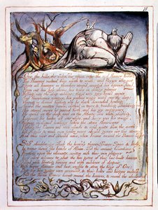 "Over the Hills" 「アメリカ、ある予言」よりプレート16 作： William Blake