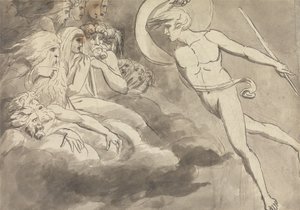 カオスの宮廷に近づくサタン 作： William Blake