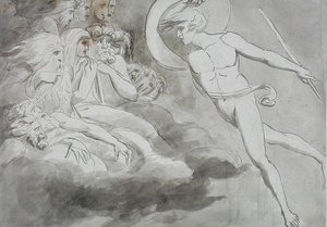 混沌の法廷に近づくサタン 作： William Blake
