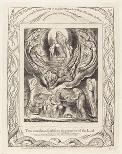 主の御前から出て行くサタン 作： William Blake