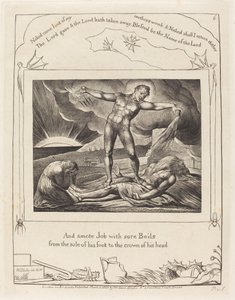 おできでサタンスマイティングジョブ 作： William Blake