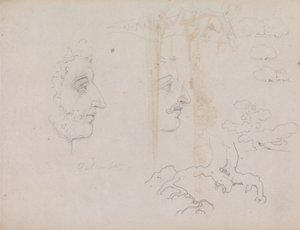 1819年のBlake-Varleyスケッチブックの37ページと38ページのシート 作： William Blake