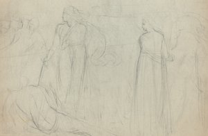 倒した相手の上に立つ剣士のスケッチ [裏面] 作： William Blake