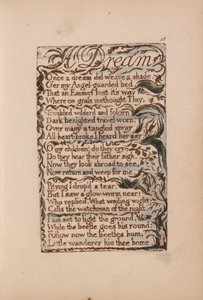 イノセンスと経験の歌、プレート15、夢（ベントレー26） 作： William Blake