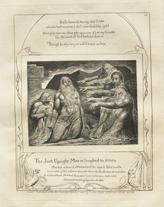 ヨブ記: Pl. 10. 真っ直ぐな男は嘲笑される 作： William Blake