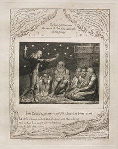ヨブ記: Pl. 12、私は若く、あなたはとても年をとっているので、私は恐れていました 作： William Blake