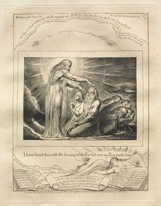 ヨブ記: Pl. 17、私は耳の聴覚であなたを聞いたが、今私の目はあなたを見る 作： William Blake