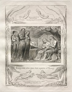 ヨブ記: Pl. 19, 誰もが彼にお金をくれた 作： William Blake