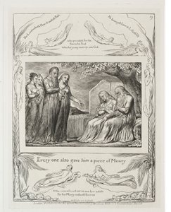 ヨブ記: Pl. 19, 皆も彼に一銭をあげた 作： William Blake