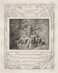 ヨブ記: Pl. 20, ヨブの娘のように美しい女性は見当たらなかった / 全地で 作： William Blake