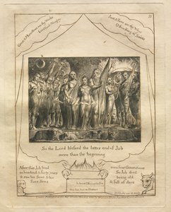 ヨブ記: Pl. 21、こうして主はヨブの終わりを祝福された/初めよりも多く 作： William Blake