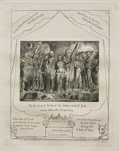 職業書：Pl。 21、1825年より主はヨブの終わりを祝福されました。 作： William Blake