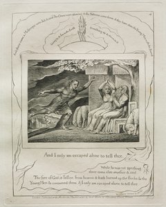 ヨブ記: Pl. 4、そして私はあなたに言うために一人で逃げられます 作： William Blake