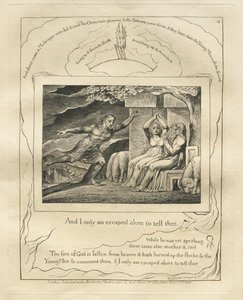 ヨブ記: Pl. 4、そして私はあなたに言うために一人で逃げられます 作： William Blake