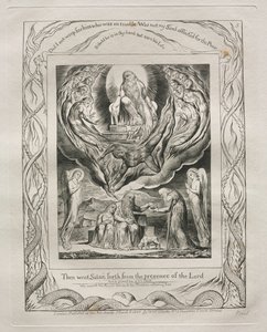 ヨブ記: Pl. 5、サタンは主の御前から出て行った 作： William Blake