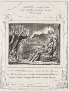 ヨブ記: Pl. 7、そして彼らが目を上げたとき 作： William Blake