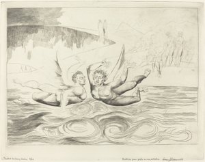 腐敗した役人のサークル。 お互いを殴り合う悪魔 作： William Blake