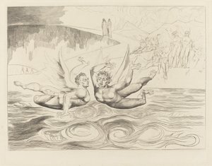 腐敗した役人のサークル。 互いに殴り合う悪魔 作： William Blake