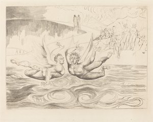 腐敗した役人のサークル。 互いに殴り合う悪魔 作： William Blake