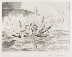 腐敗した役人のサークル。 互いに殴り合う悪魔 作： William Blake