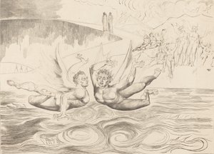 腐った役人の輪、悪魔たちの殴り合い、1827年。 作： William Blake