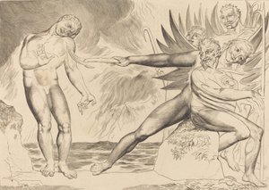 腐敗した役人の輪、チャンポロを苦しめる悪魔たち、1827年。 作： William Blake