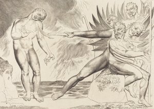 腐敗した役人の輪、チャンポロを苦しめる悪魔たち、1827年。 作： William Blake