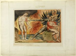 腐敗した役人のサークル。 チャンポロを苦しめる悪魔。 インフェルノ、カントXXII 作： William Blake