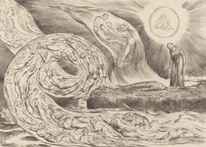 愛欲の輪」。パオロとフランチェスカ 1827年 作： William Blake