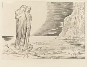 裏切り者の輪; ダンテの足踏みボッカ・デッリ・アバーテ 作： William Blake